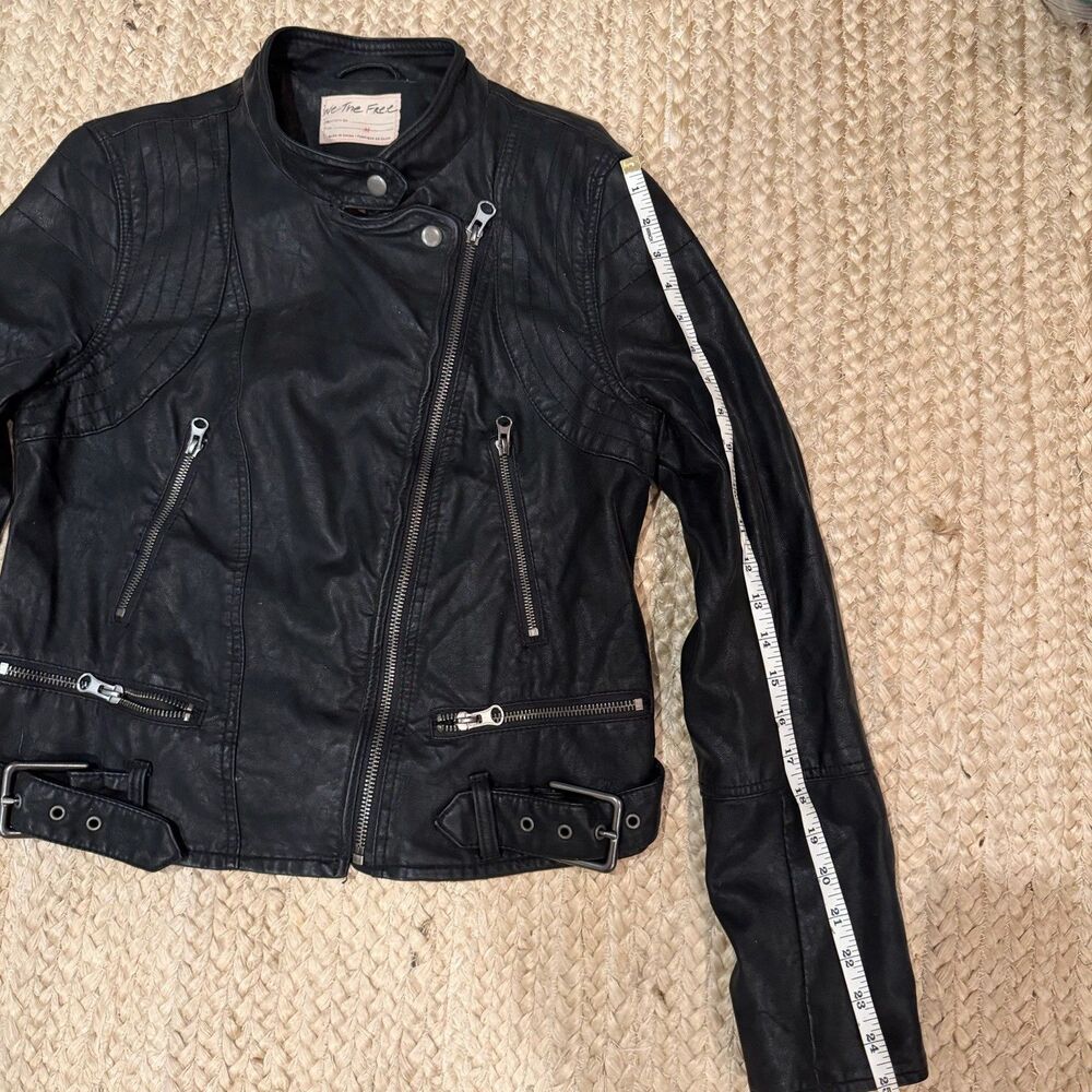 Free People Sz M Jealousy Leather relaxed Moto Jacket in Black - Picture 5 of 7